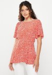 Fit And Flare Printed Blouse - Red