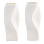 2 Pack - Tall Wave-textured Ceramic Vase - White