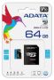 Adata AUSDX64GUICL10A1-RA1 Premier 64GB Class 10 Micro Uhs- I Card + Adapter