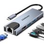 USB C Hub Ethernet HDMI Adapter 5 In 1 Docking Station With 4K HDMI RJ45 Ethernet USB 3.0/2.0 Pd 100W USB C Lan Dongle