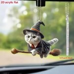 Magic Flying Cat Acrylic Pendant - Versatile 2D Charm For Car Backpack & Home Decor