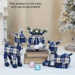 Festive Blue Plaid Elk Doll Gift Package: No Electricity Required Fabric And Pvc Material
