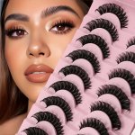 Ichickiss 10 Pairs Of Luxurious 5D Faux Mink Eyelashes - Reusable Fluffy & Natural-looking For A Foxy Eye Effect Lightweight & C