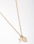 Goldair Gold Plated Cross & Coin Necklace