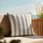 Light Blue And Cream Stripe Velvet Cushion