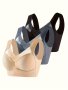 3PCS Simple Solid Contrast Mesh Bra Comfy & Breathable Wireless Bra Women's Lingerie & Underwear