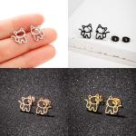 1PAIR 4PAIRS Cute Cat Stainless Steel Stud Earrings For Men Birthday Holiday Gift