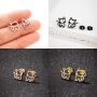 1pair/4pairs Cute Cat Stainless Steel Stud Earrings For Men Birthday Holiday Gift