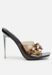 MONARCH4 - Barely There Stiletto Mule Heel - Black