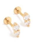 Goldair Gold Plated Surgical Steel Cubic Zirconia Double Round Flat Back Studs