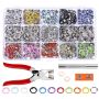 Craft Colourful Metal Button Ring Press Snap Fasteners 100 Piece Jumbo Kit