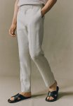 Slim Fit Linen Suit Trousers - Light Grey