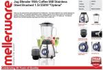Mellerware Jug Blender With Coffee Mill Stainless Steel Brushed 1.5L 550W "optima