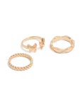Goldair Gold Butterfly & Twisted Rings 3-PACK - M l
