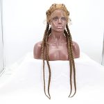 Xiweiya 36" Mixed Golden Blonde Braids Wig - 4XTWIST Double Dutch Braids - 100% Hand Made Braided Wig With Baby Hairs - Ash Brow