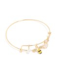 Goldair Gold Bee & Flower Charm Bangle