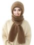 Sumolux Beanie Hat Scarf Integrated Ear Protection Windproof Cap Scarf Elastic Knitting Thick Warm Conjoined Winter