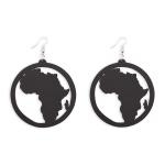 Black Africa Round Wooden Drop Earrings
