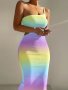 Ombre Print One Shoulder Dress Slim Sexy Casual Dress Women's Clothing