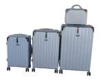 Smte Galaxia 4-PIECE Abs Luggage Set Lightweight Silver Hard-shell Suitcases With Keychain