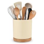 Quelien Utensil Holder 360 Rotating Ceramic Kitchen Utensil Holder For Countertop 7.7" Utensil Crock For Kitchen Counter With Ro