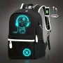 Men's Cartoon Luminous Lightweight Backpack Casual Outdoor Large Capacity Backpack