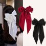 Elegant Bow Hair Accessories: 2 Pcs Satin Ribbon Hair Clips For Women Suitable For Ages 15 And Up Made Of Polyester Fiber