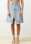 Stitch Detail Denim Skirt - Blue