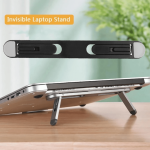 Portable Stainless Steel Laptop Stand Adjustable & Foldable Slim Invisible Notebook Holder Ergonomic Laptop Riser For Office Des