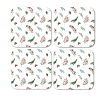 - Christmas Coasters With Greenery Design In White - Red And Green