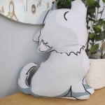 Shaped Pillow Dotty Drawing Wolf Hedgehog Safari Green Wolf