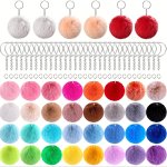 80 40PCS Keychain Plush Ball Pendant Set With Faux Fur Ball Keychain Winter Series Pompom Pendants For Diy Jewelry Making Suppli