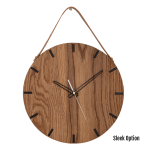 Liam Wall Clock In Oak - 300MM Dia Natural Sleek White Second Hand