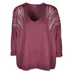 Diamante Tiger Stripe Knit Top - Magenta L xl