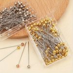 100PCS Metal Four-color Positioning Needles Colorful Plastic Boxed Bead Needles Flower Packaging Material Large Head Needles Fix