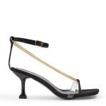 Black Lycra Chain Stiletto Heels