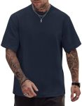 Herberton Men's Heavy Weight Short Sleeve Oversize Loose Fit Tshirt Solid Color Navy
