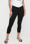 Sissy Boy Rain: Mid Waist Capri With Bling And Back Pocket Embroidery - Black