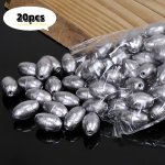 20-PACK Olive-shaped Hollow Sinker Weights 2G - Iron Lead Alloy Fishing Sinkers With Groove For Sea Fishing Long Casting And Exp