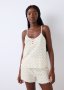 Christmas Bow Strappy Pointelle Sleep Tank Top