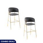 Set Of 2 Gold Frame Bar Chairs – Available In 4 Colours
