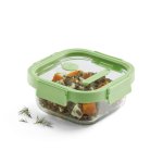 L Ku Square Airtight Glass Food Container 800ML Green