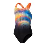Speedo Digital Placement Girls Powerback Swimsuit Black
