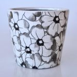 Black & White Floral Design Planter 14X16CM
