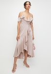 Cold Shoulder Flutter Wrap Dress - Bark