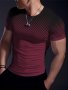 Men's Polka Dot Print Athletic Muscle Fit T-Shirt Men's Breathable Compression T-Shirt Comfy Top For Summer Sport