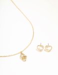 Goldair Gold Link Heart Diamante Necklace & Earrings Set