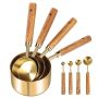 8-IN-1 Measuring Cups And Spoons Set With Wood Handle For Kitchen Cooking