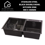 Stainless Steel Black Double Bowl Kitchen Sink - 800 X 450MM