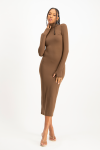 Yolanda Poloneck Bodycon Dress - Pinecone - S